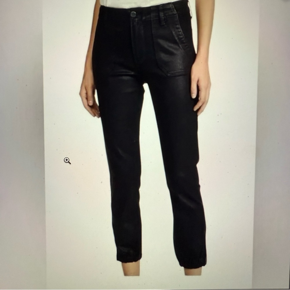 * PAIGE Mayslie Coated Jogger Pants‎ Black Size 27 Ankle Cargo Luxe